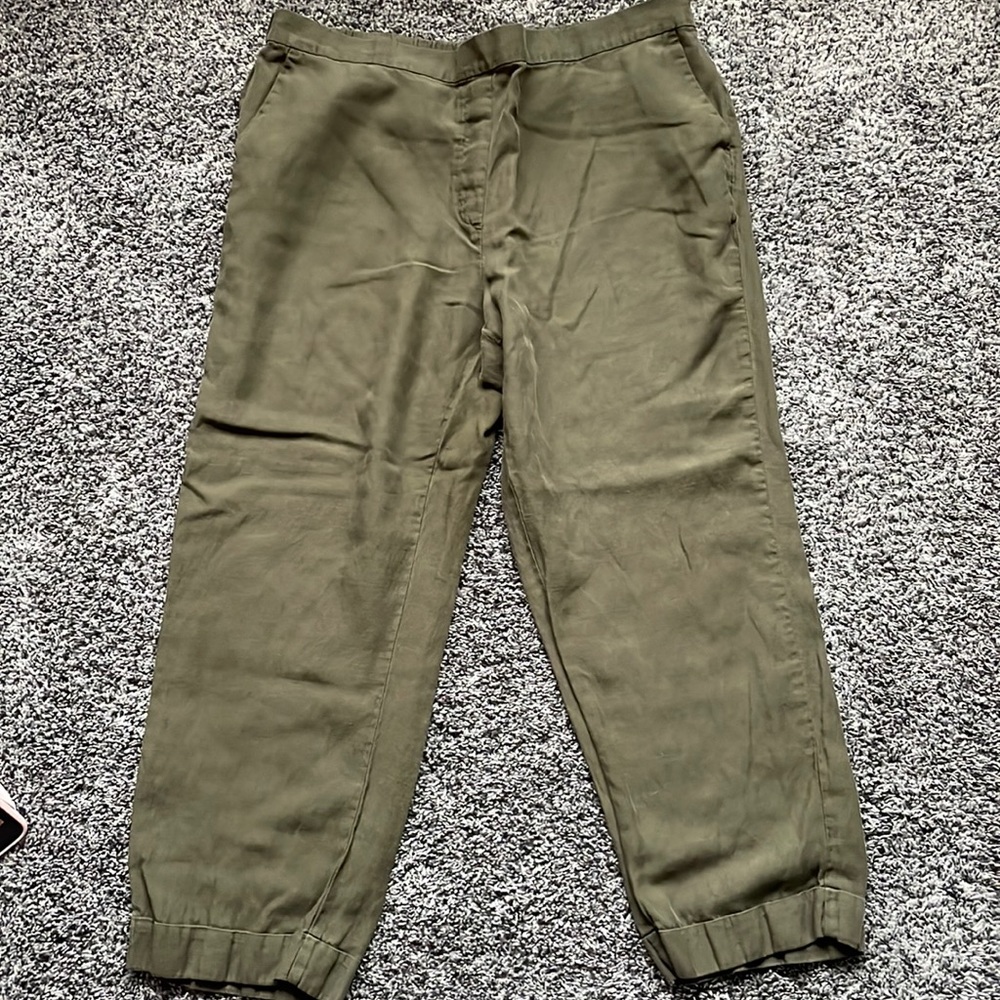 Ann Taylor olive green linen wide leg pants